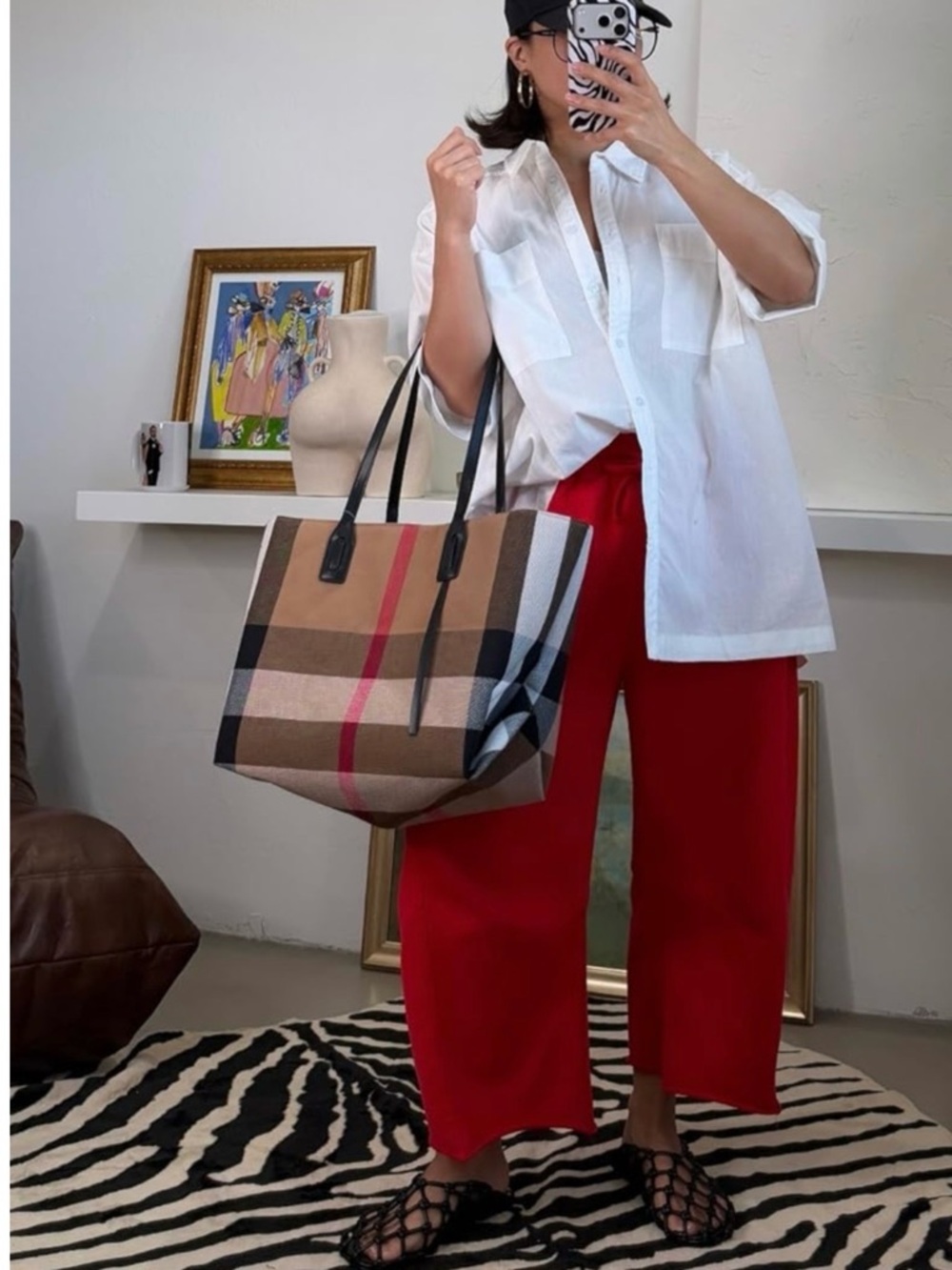 Tote bag  plaid pattern